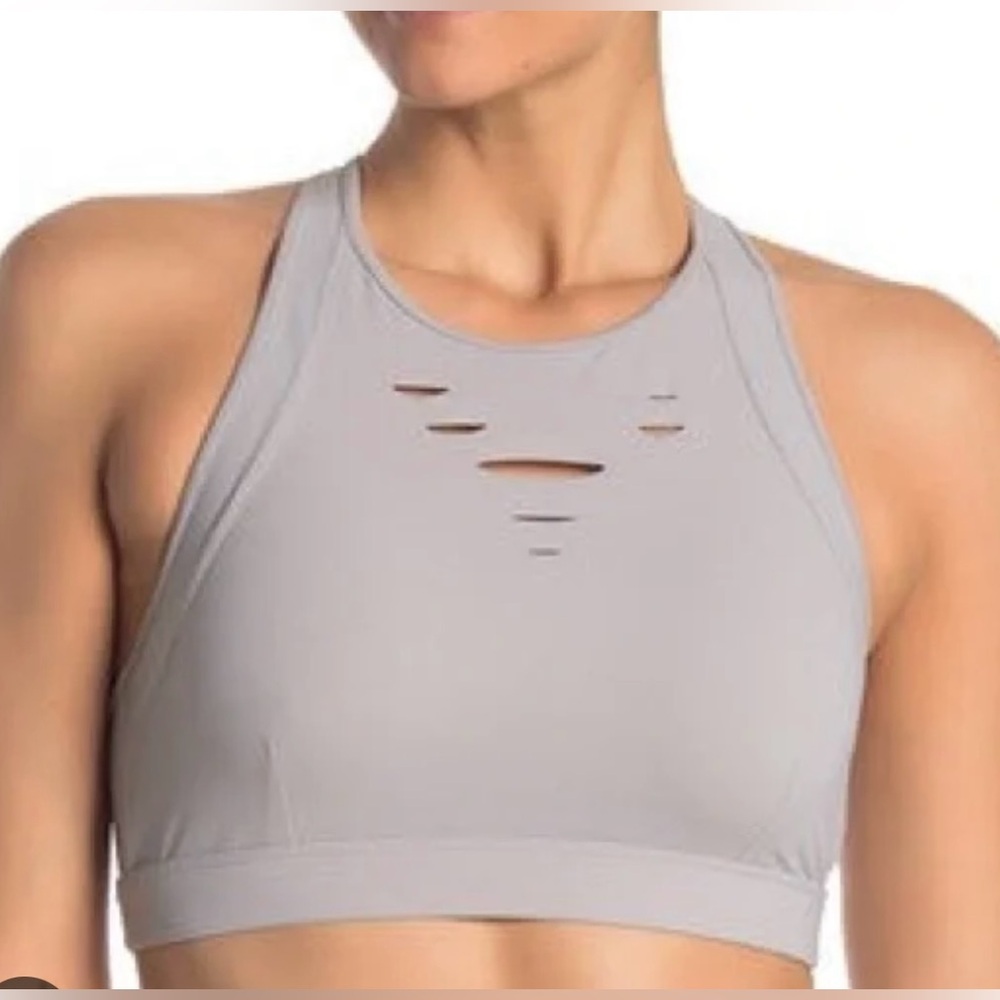 NWT Alo Yoga Gray Ripped Warrior Sports Bra Top (Size: S)